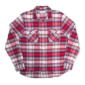 Ralph Lauren Denim Supply Pearl Snap Men's Red Plaid Flannel Shirt Size Large